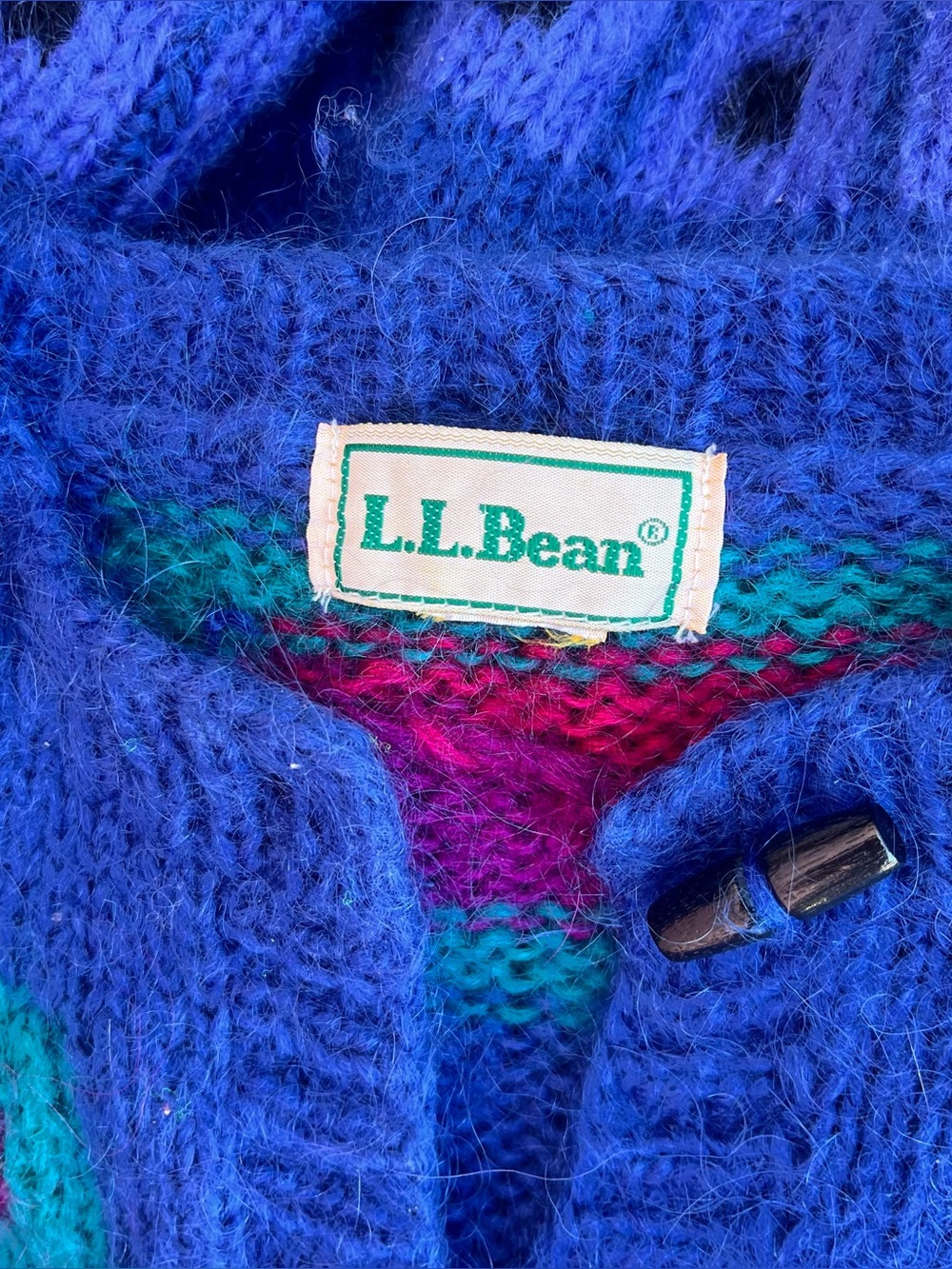 Vintage L.L. Bean Cardigan Sweater Abstract Geometric Colorful Y2K - Picture 6 of 7